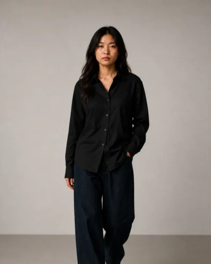 Black Relaxed Shirt for Women- MARVIA