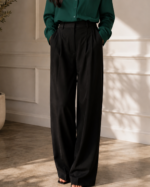 Tailored Wide-Leg Trousers-Black